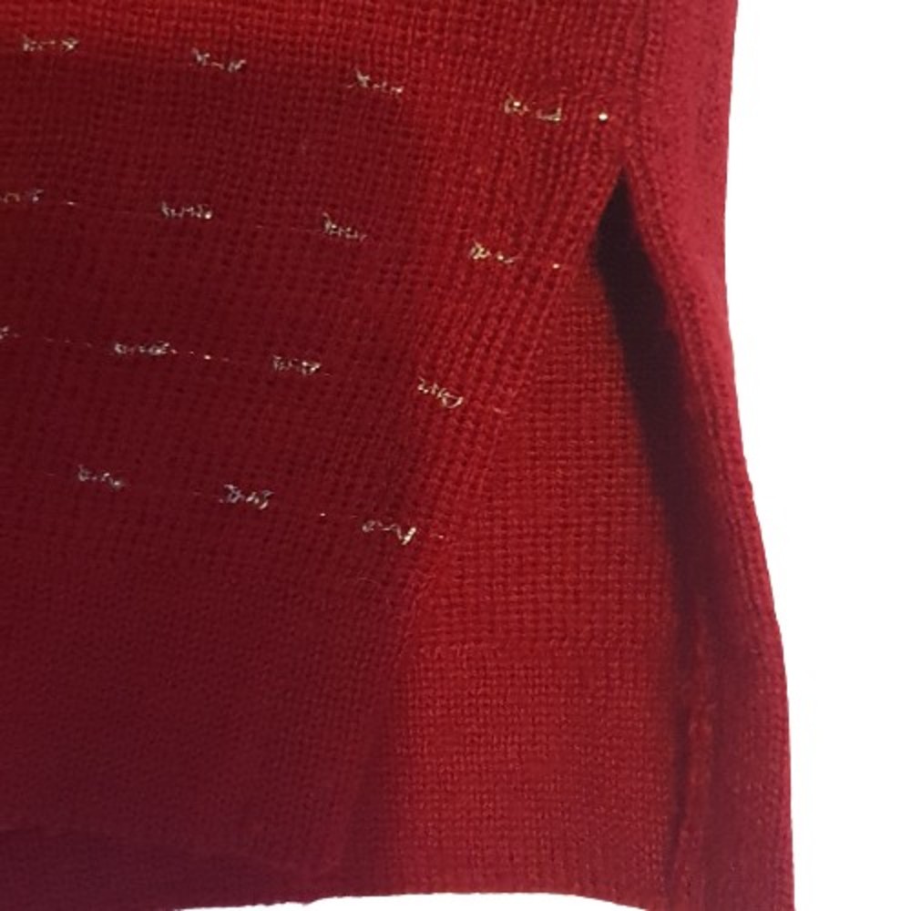 Size 10-12 Vintage Wool Blend Dark Red & Gold Embroidered Jumper - Picture 6 of 9